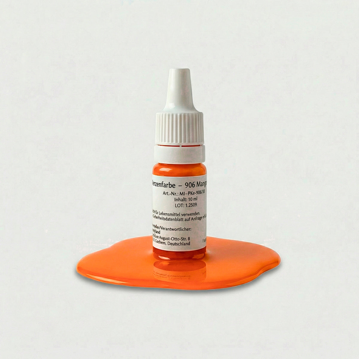 Kerzenfarbe 906 Mango – 10-ml-Flasche mit Farbprobe