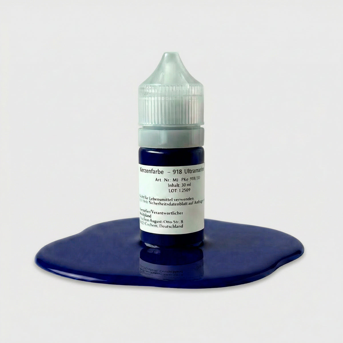 Kerzenfarbe 918 Ultramarine Blue – 50-ml-Flasche mit Farbprobe