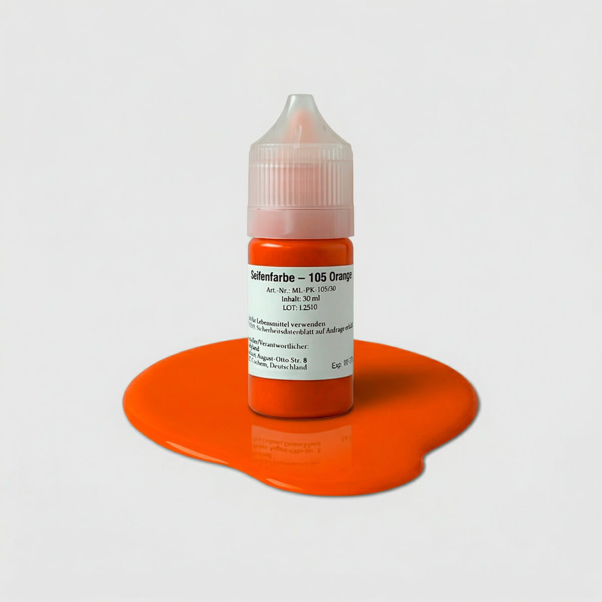 Seifenfarbe 105 Orange – 50-ml-Flasche mit Farbprobe