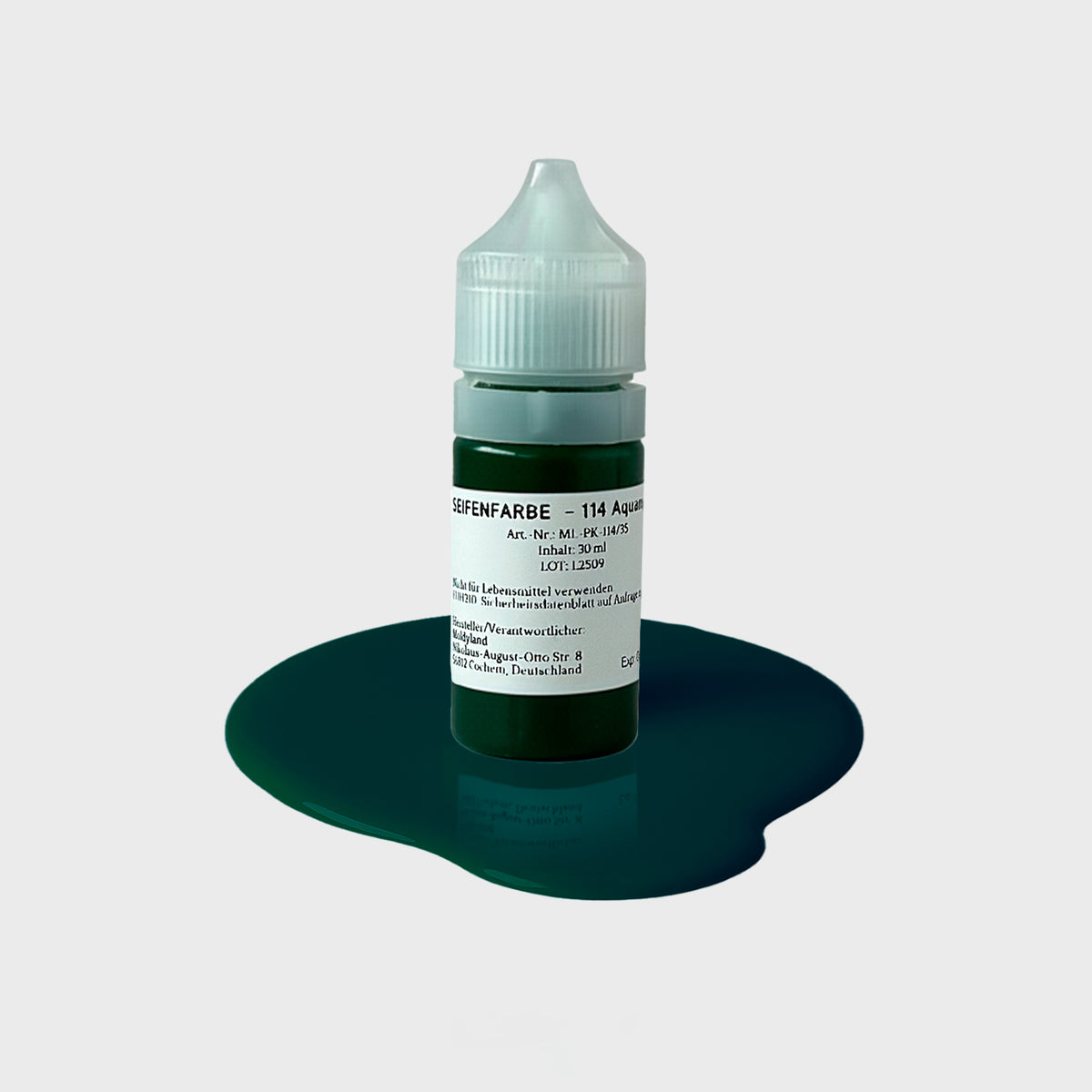 Seifenfarbe 114 Aquamarin – 50-ml-Flasche mit Farbprobe