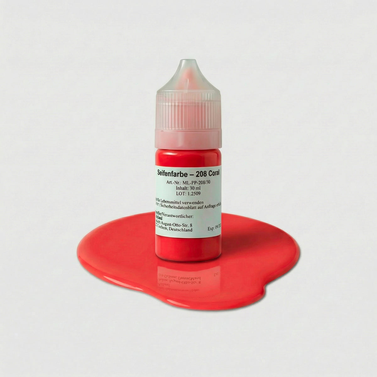 Seifenfarbe 208 Coral – 50-ml-Flasche mit Farbprobe
