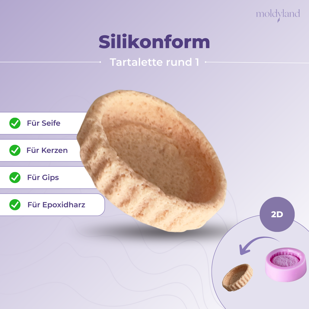 2D-Silikonform runde Tartelette 1 – Gießform für Seife, Kerzen, Gips und Harz