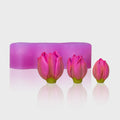Drei 3D-Silikonformen für Tulpenblüten in verschiedenen Größen