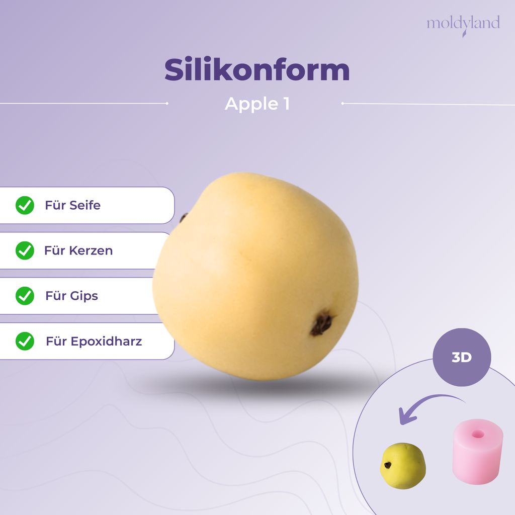 3D-Silikonform Apfel 1 – Gießform für Seife, Kerzen, Gips und Harz