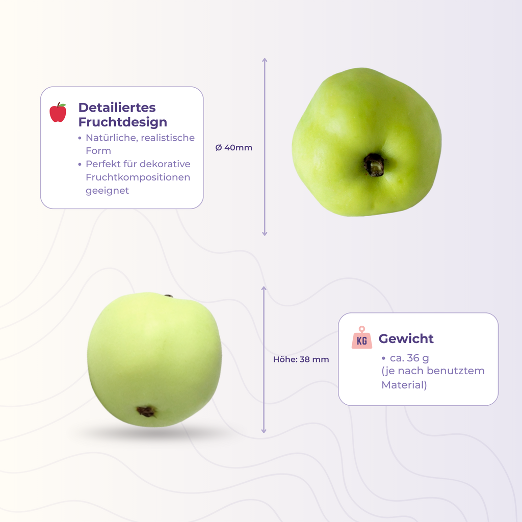Apfel 1 aus der 3D-Silikonform – Maße und Gewicht des Gießlings
