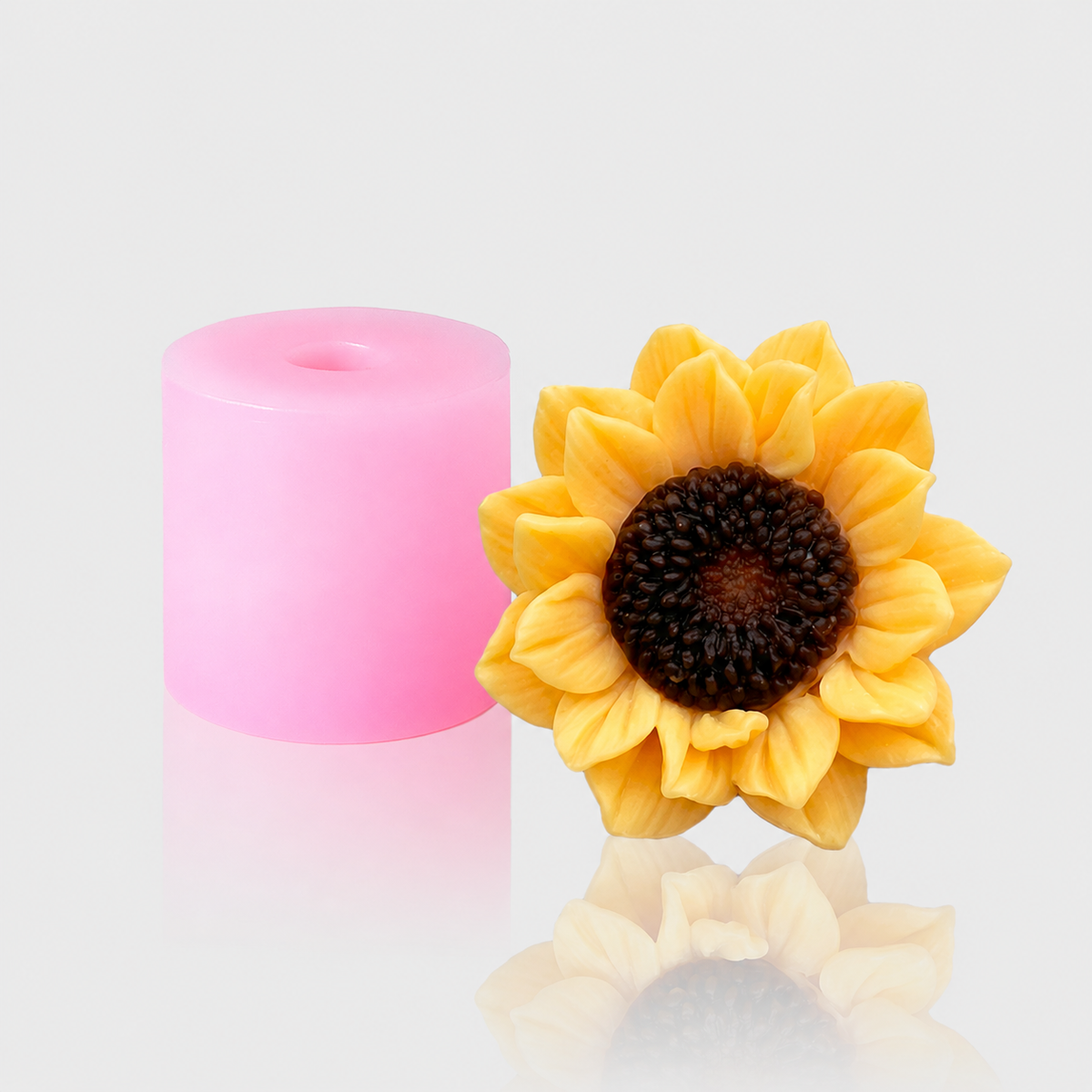 3D-Silikonform Sonnenblume 2m mit gegossener Sonnenblüte