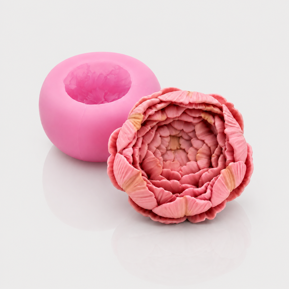 3D-Silikonform Pfingstrose 31 groß mit gegossener Blüte