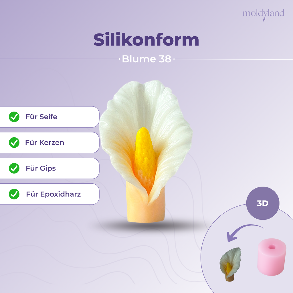 3D-Silikonform Calla-Blüte 38 – Gießform für Seife, Kerzen, Gips und Harz