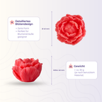 Mohnblume 6 klein aus der 3D-Silikonform – Maße und Gewicht des Gießlings