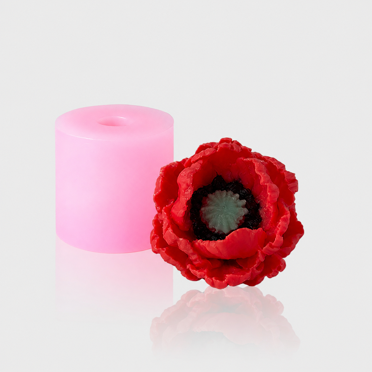 3D-Silikonform Mohnblume 6 mittel mit gegossener Mohnblüte