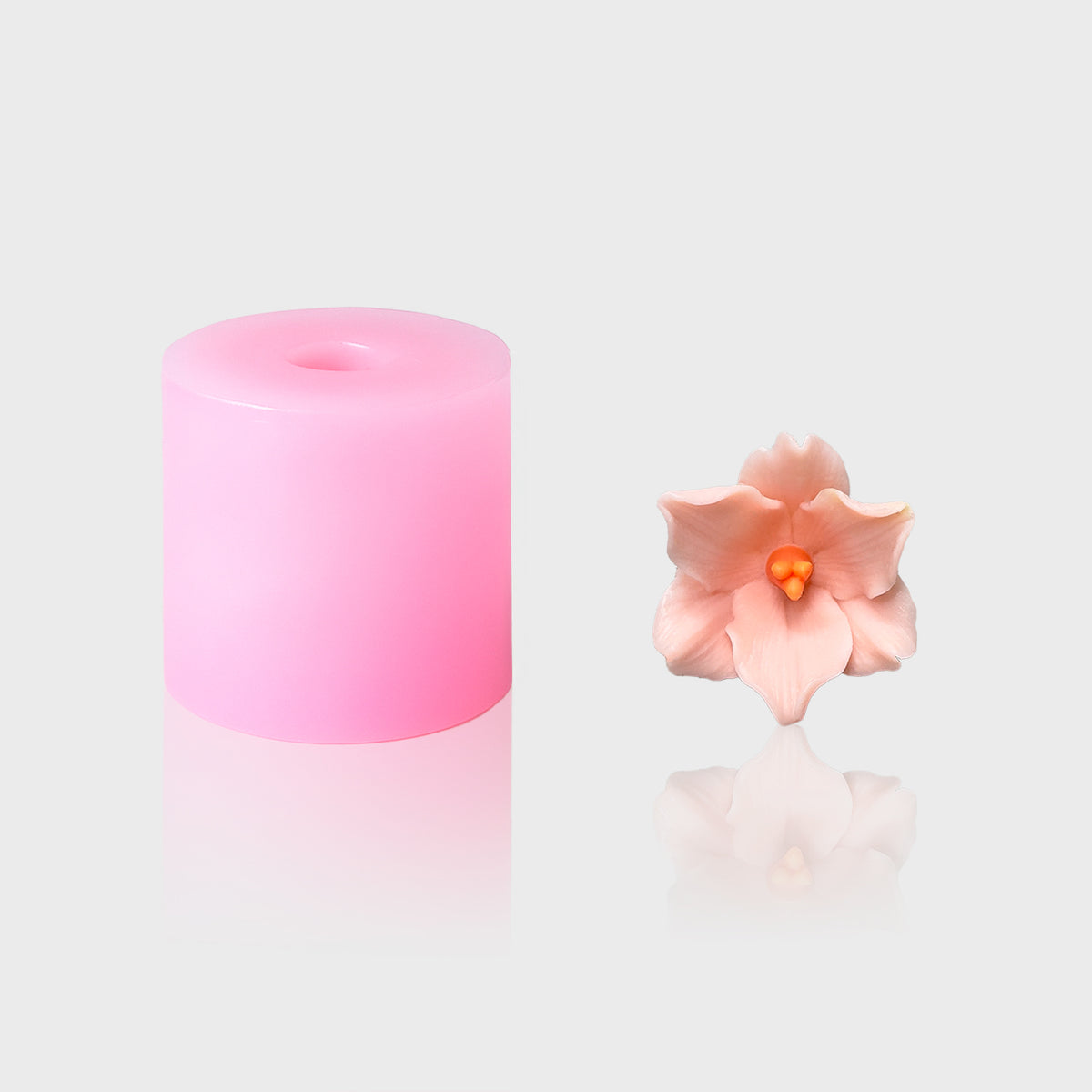 Rosa 3D-Silikonform mit gegossener Blüte