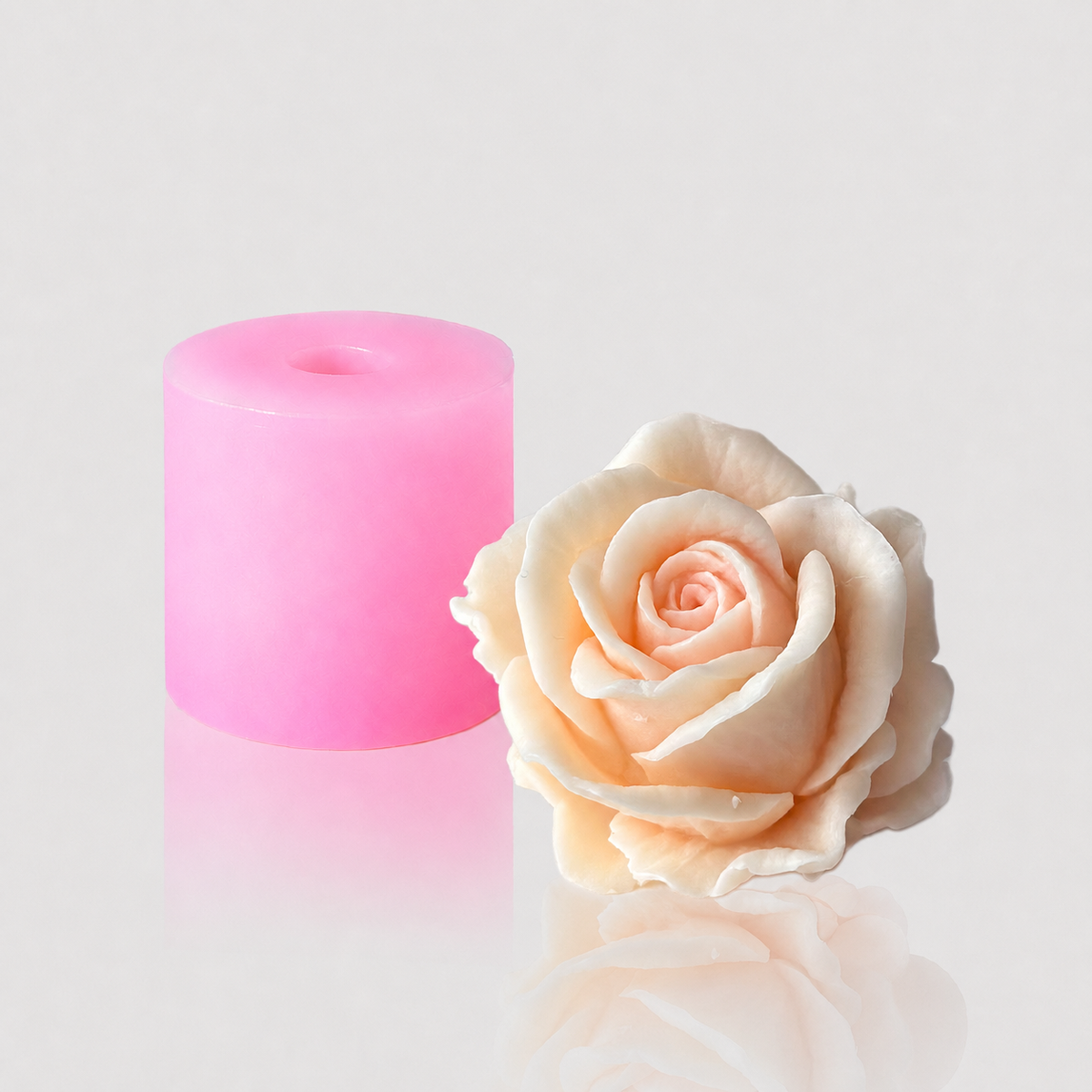 3D-Silikonform Rose 17 mit gegossener Rosenblüte
