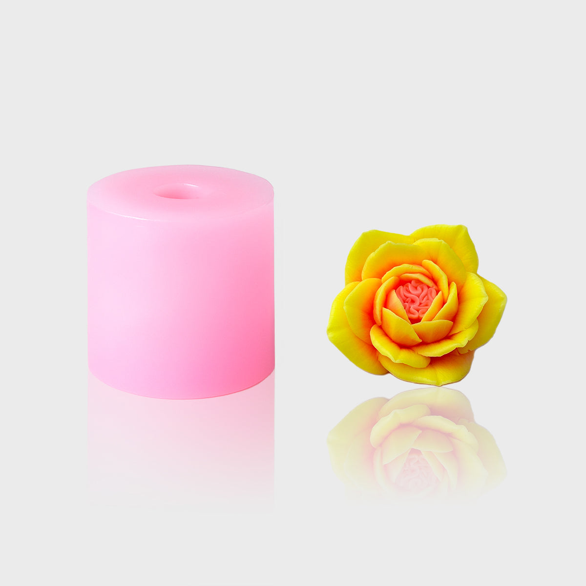 3D-Silikonform Rose 8 mit gegossener Rosenblüte